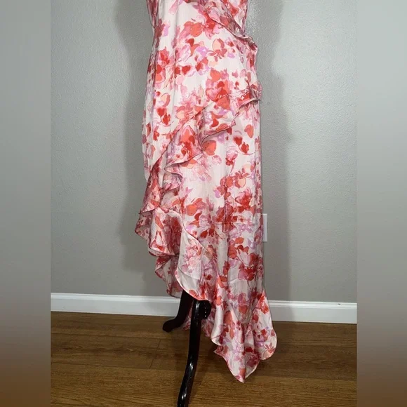 Japna Pink and Red Floral Midi women’s Dress size large - Picture 7 of 10